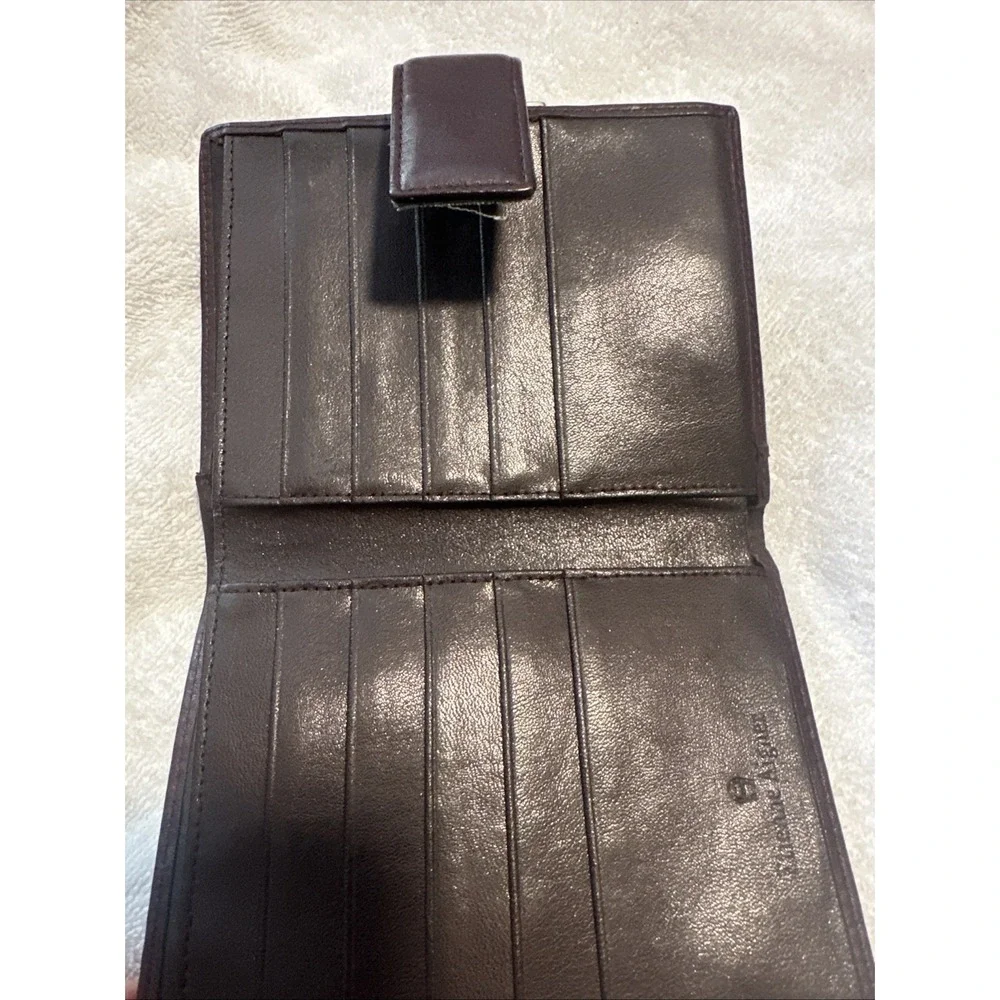 Aigner Smooth Leather Oxblood Burgundy Billfold Wallet Leather A Hardware
